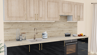 Кухня на заказ Дуб светлый - Черный